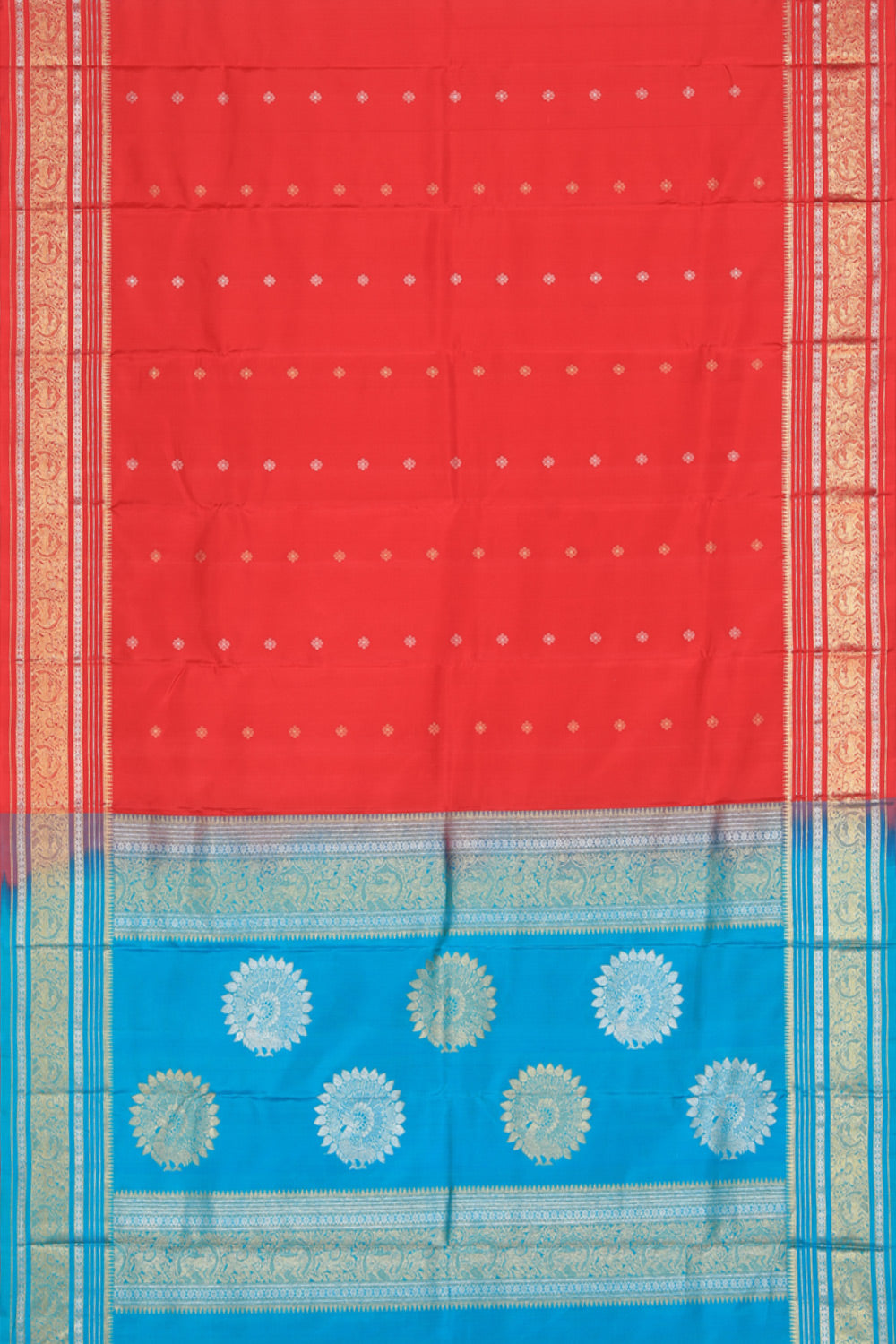 Image of South Silk Coral Pink Saree
